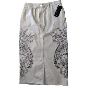 Broadway Skirt Women 12 Beige Black Maxi Floral Paisley Pockets Boho Shabby Chic